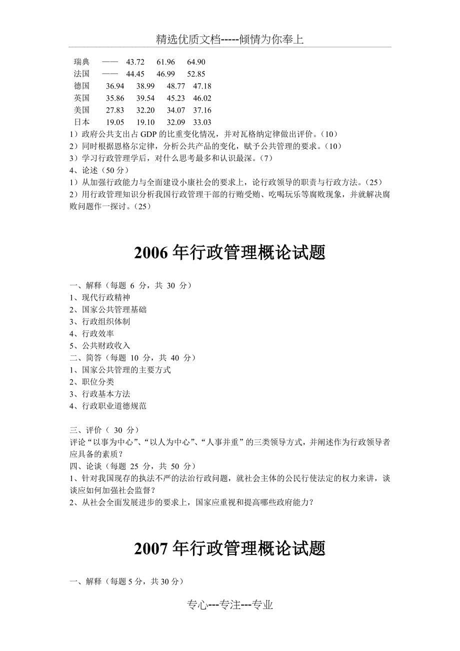 2004-20008年燕山大学历年行政管理和概论专业考研试题_第5页