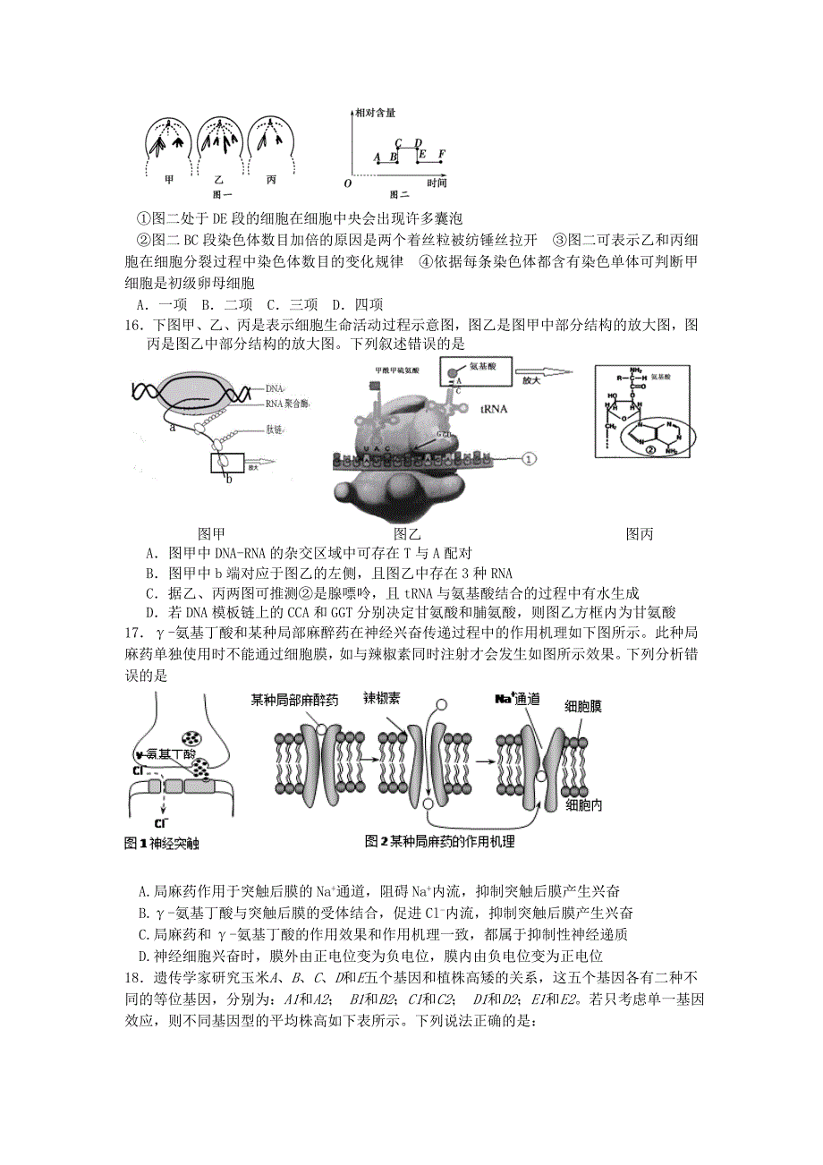 2022年高三生物9月回头考试题_第4页