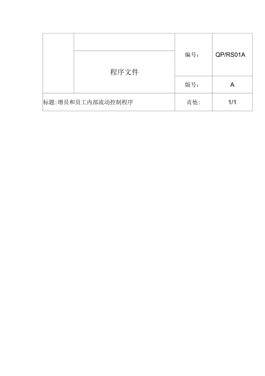 增员和员工内部流动控制程序_第1页