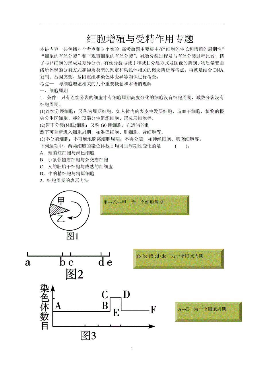 细胞增殖与受精作用专题谢书祥_第1页