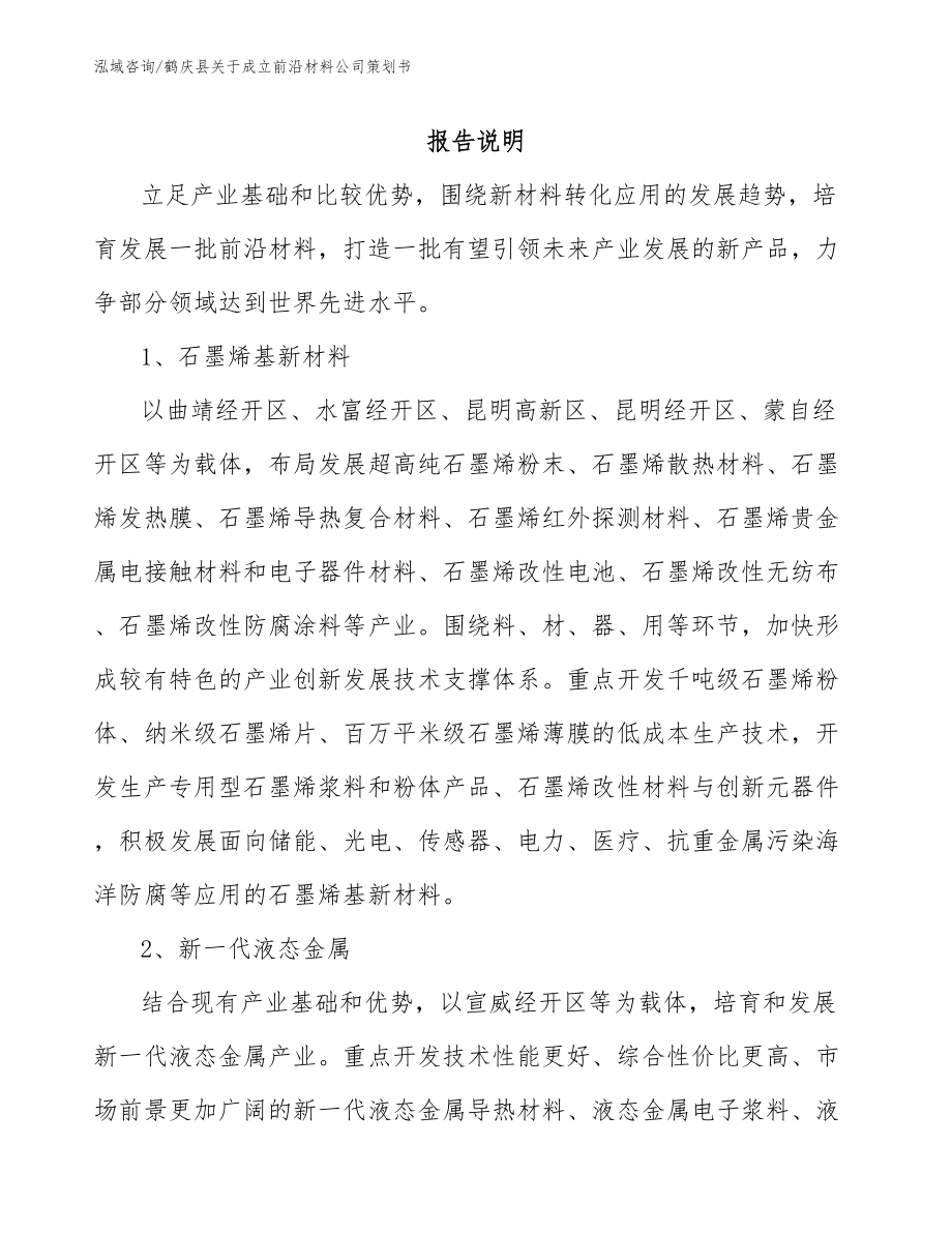 鹤庆县关于成立前沿材料公司策划书_模板_第2页