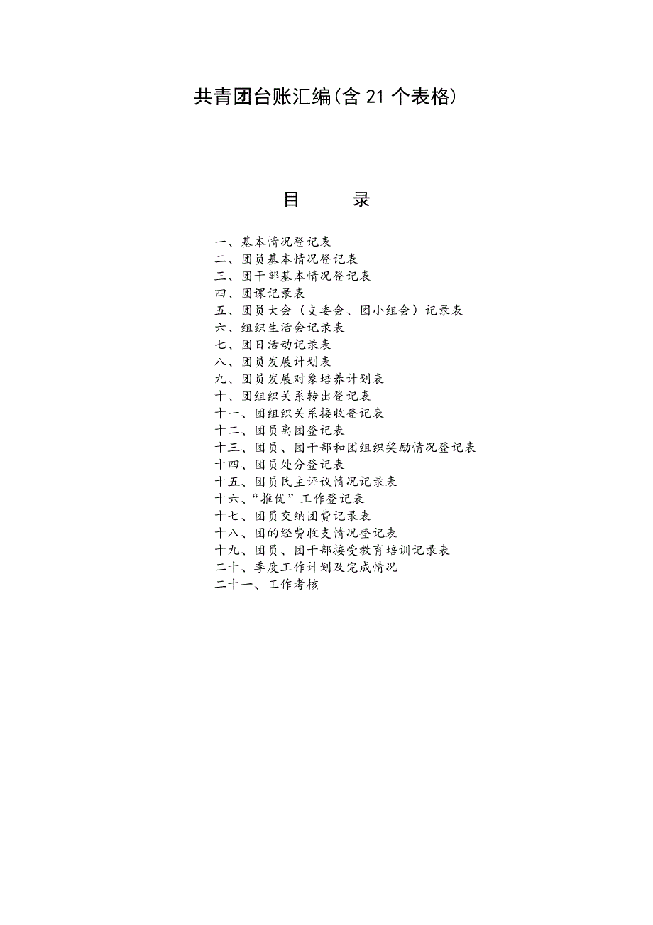 共青团台账汇编(含21个表格)_第1页