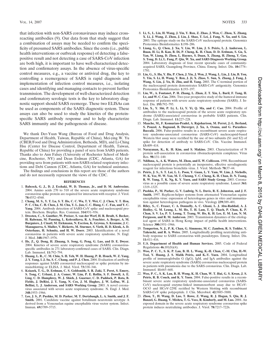 【病毒外文文献】2007 Recombinant Protein-Based Assays for Detection of Antibodies to Severe Acute Respiratory Syndrome Coronavirus Spike_第3页