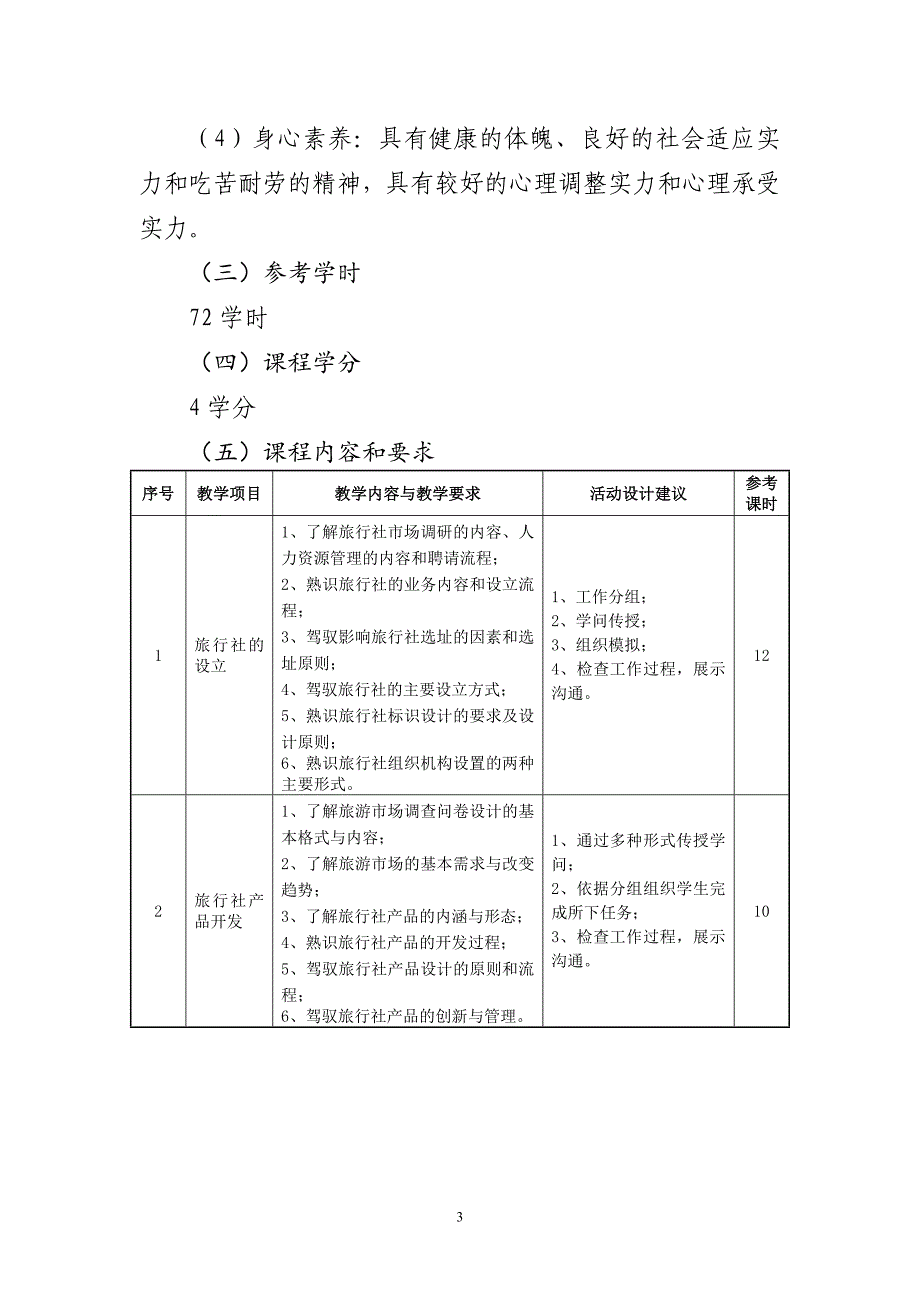 旅行社经营与管理实务课程标准_第3页