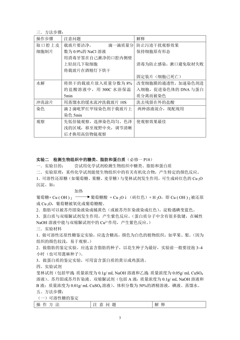 高中生物实验专题(人教版新课标所有实验)_第3页