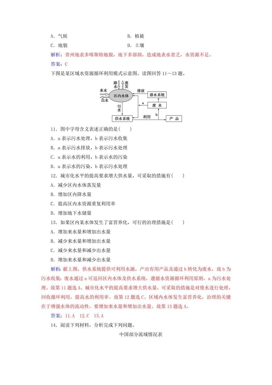 2022秋高中地理 第三章 地球上的水 第三节 水资源的合理利用习题 新人教版必修1_第5页