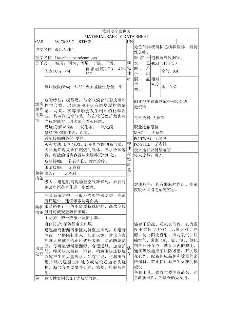 液化石油气安全技术说明书_第1页