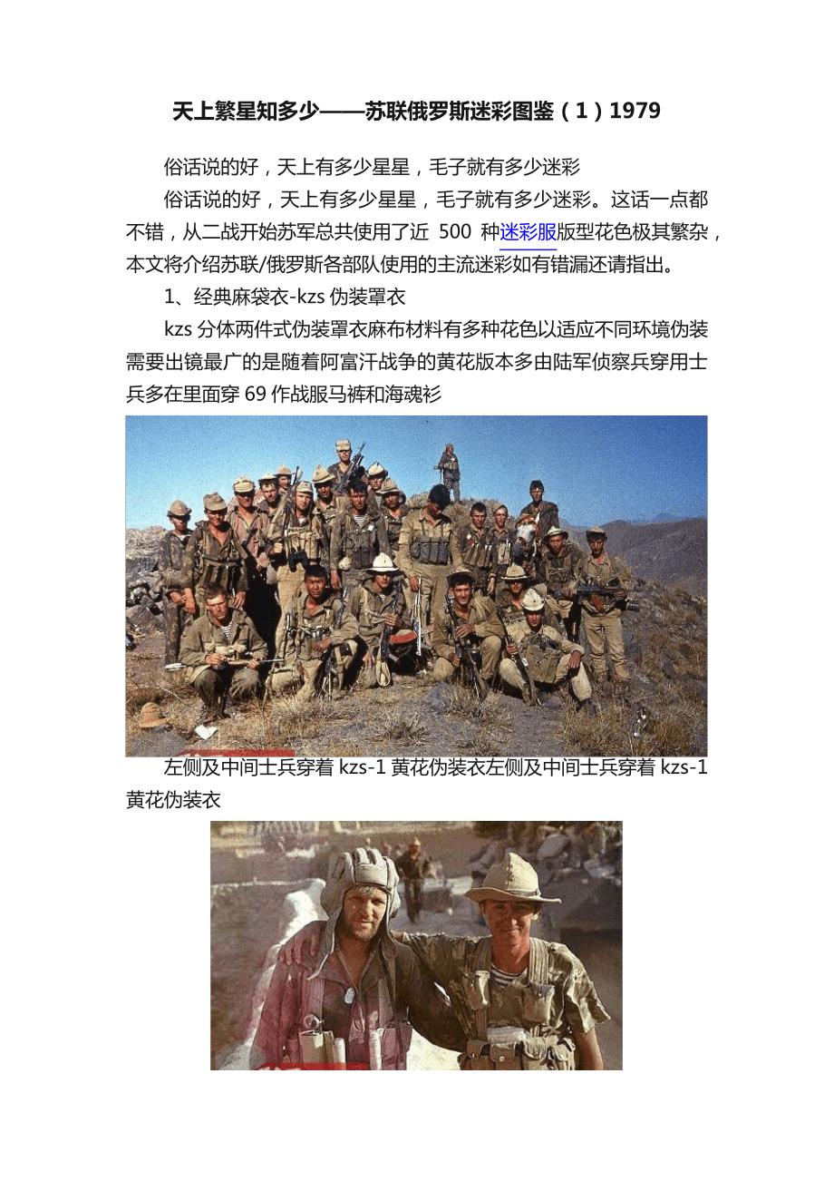 天上繁星知多少苏联俄罗斯迷彩图鉴1979_第1页