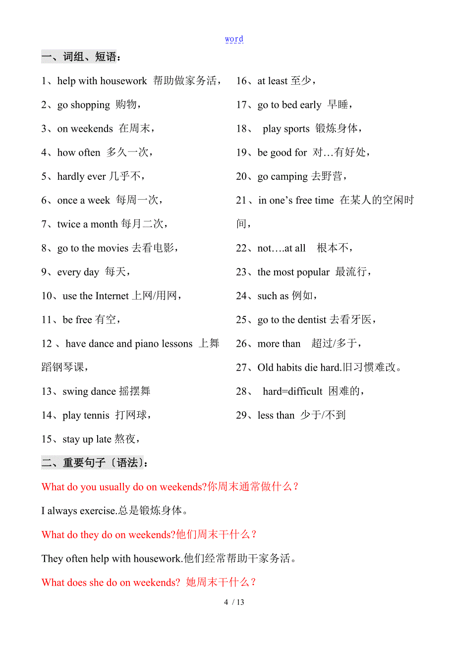 新人教版八年级上册英语16单元基础知识总结材料_第4页