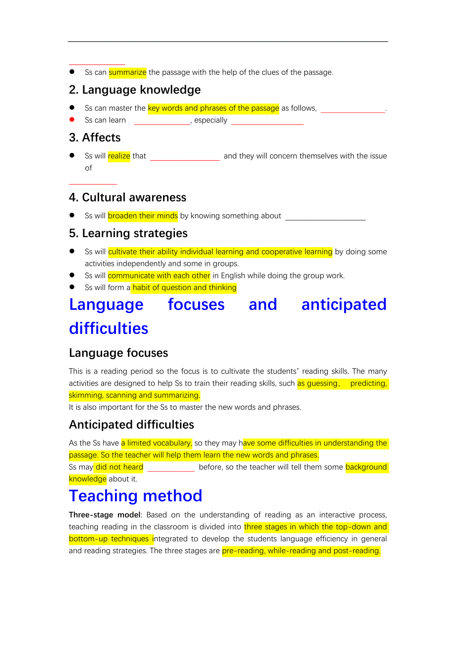 全英文英语教案模板_第2页