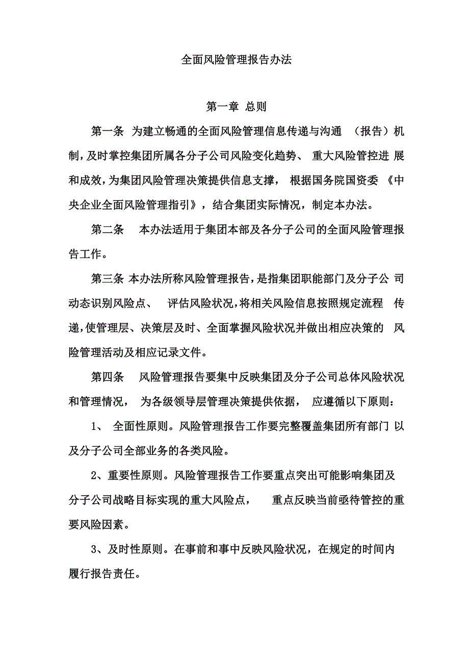 风险管理报告办法_第1页