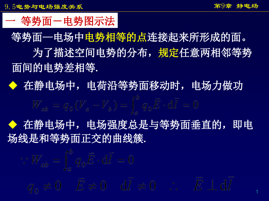 9.5电势与电场强度的关系_第1页