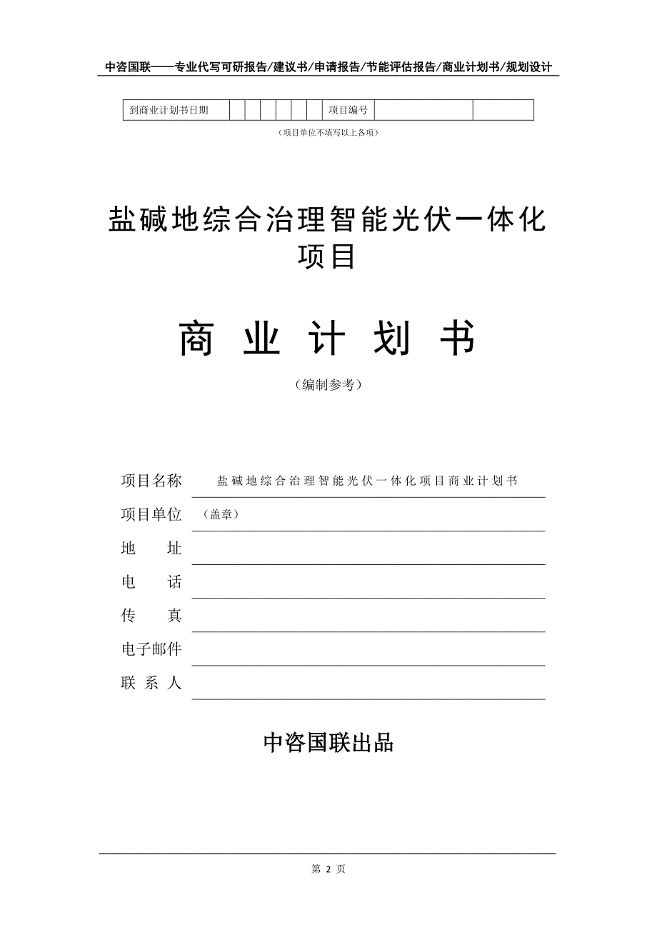 盐碱地综合治理智能光伏一体化项目商业计划书写作模板_第3页