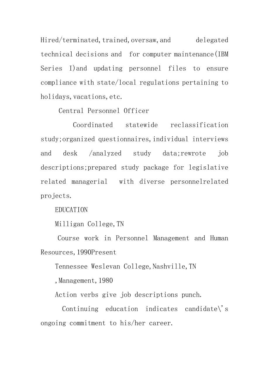 人力资源总监求职英文简历模板_第5页