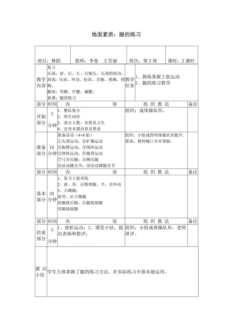 城关镇中心小学乡村少年宫舞蹈队活动教案_第3页