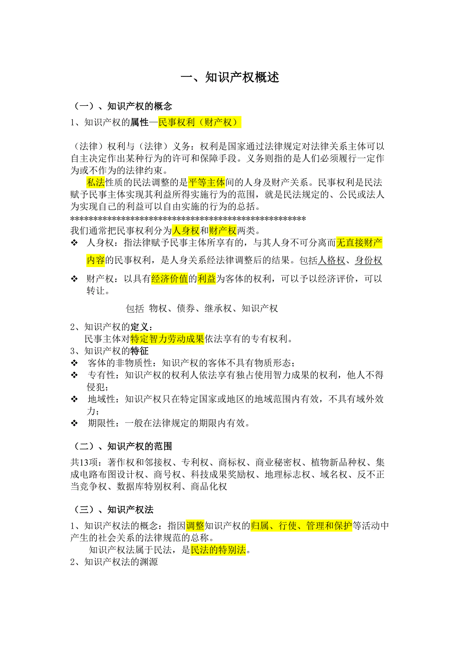 知识产权概论知识总结资料(DOC 20页)_第1页