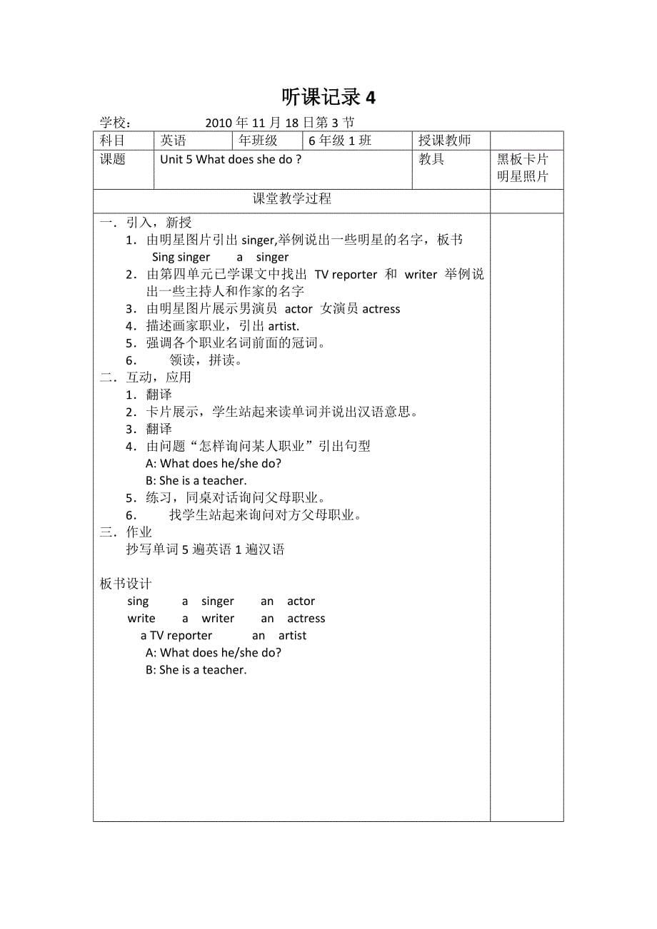 小学英语听课记录10篇_第5页