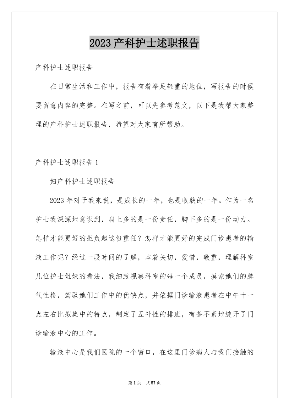 2023年产科护士述职报告2.docx_第1页