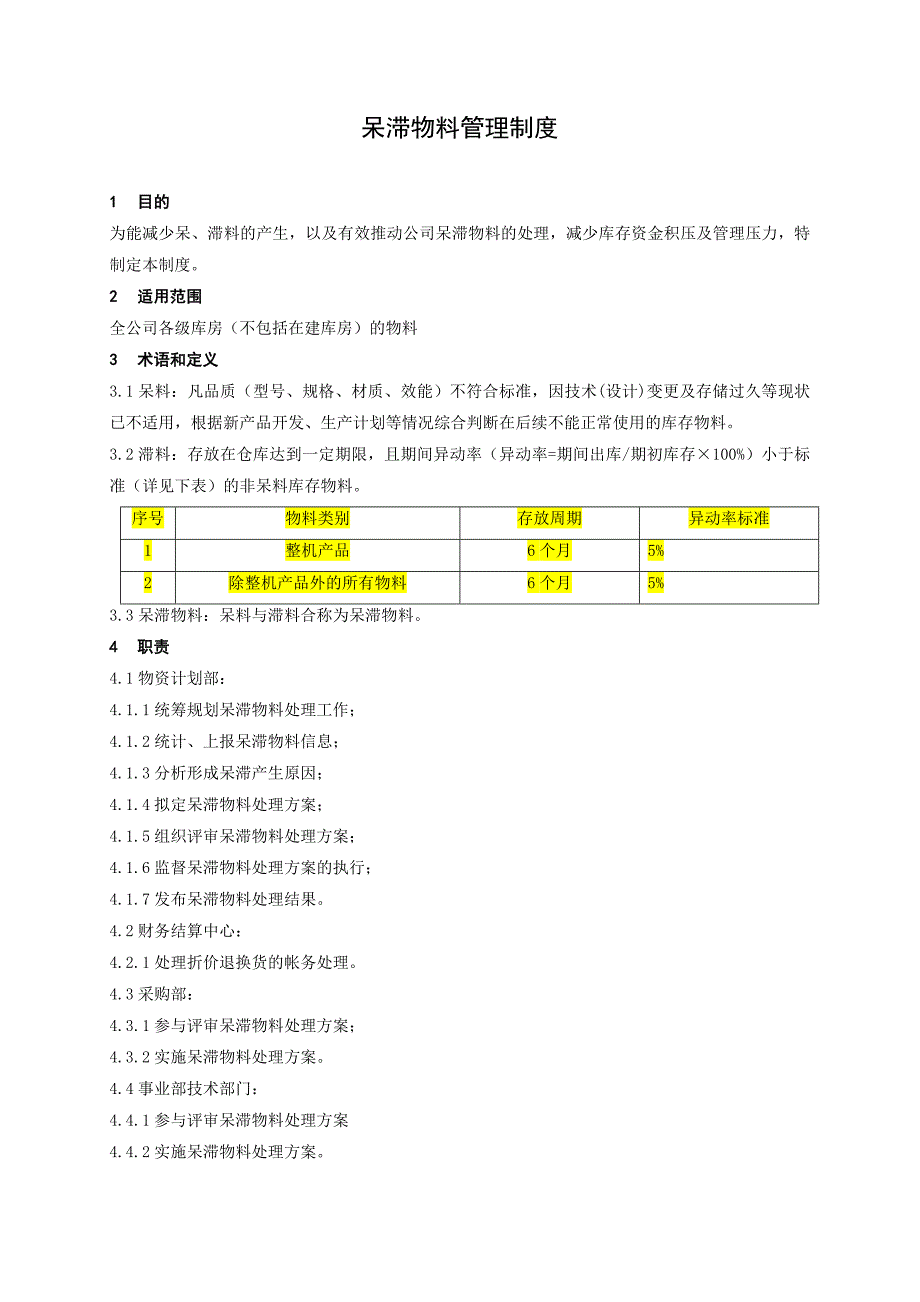 呆滞物料管理制度_第1页