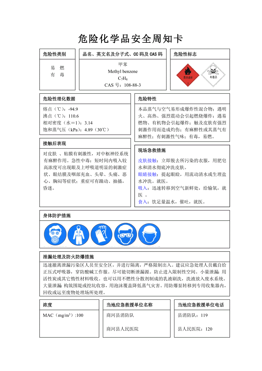 危险化学品安全周知卡编制完整版_第3页