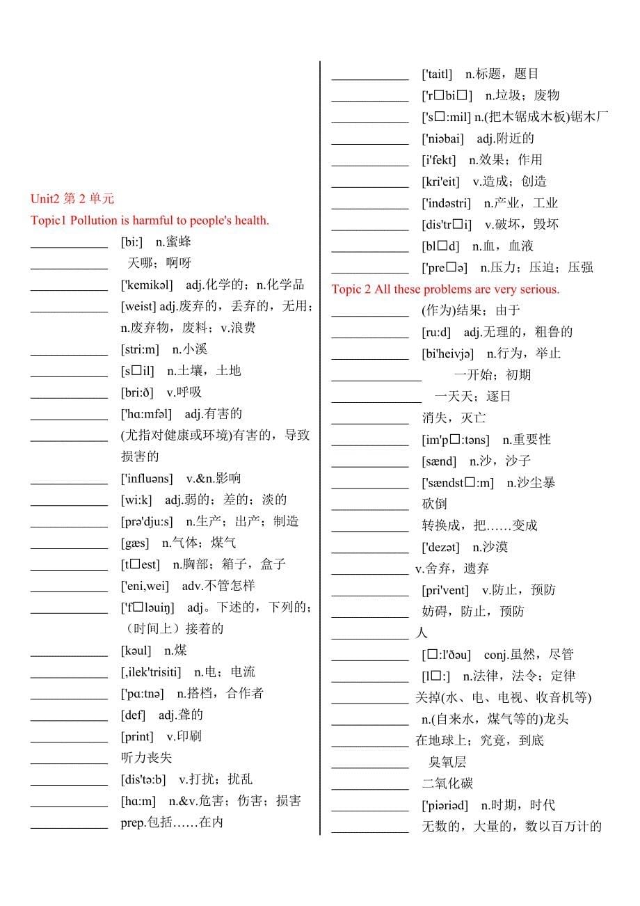 仁爱英语九年级上册单词表默写版含音标_第5页