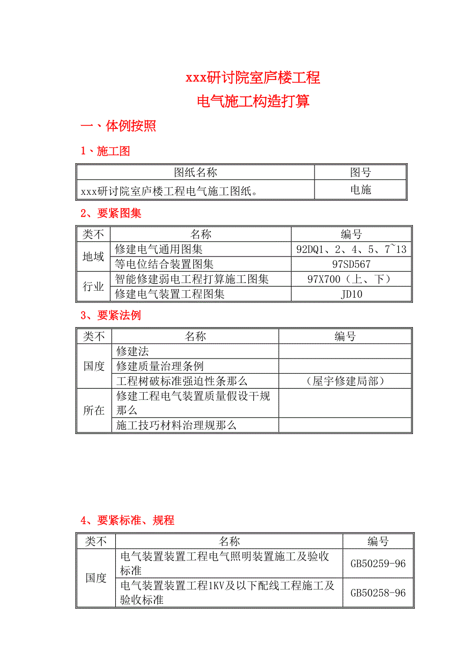 2023年建筑行业某研究院住宅楼电气施工组织设计.docx_第1页