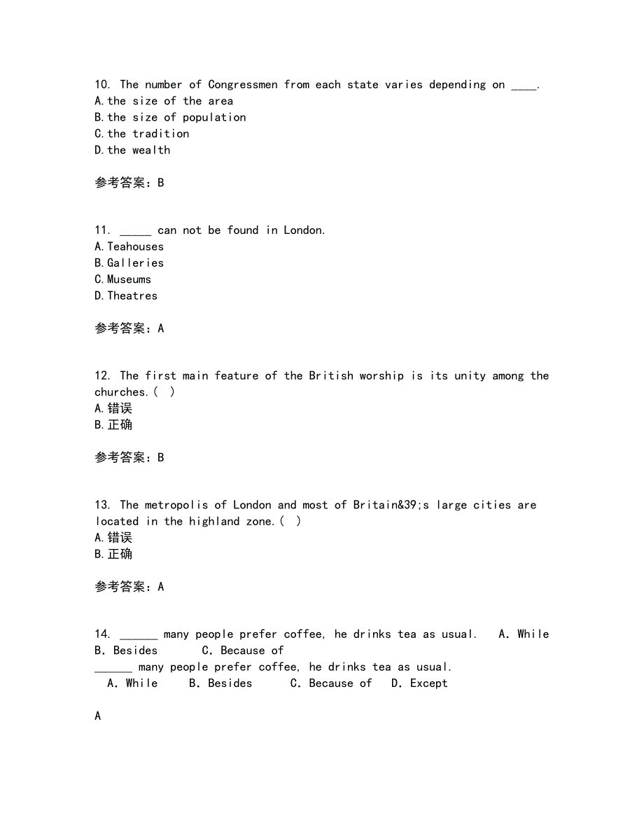 北京语言大学21秋《英语国家概况》复习考核试题库答案参考套卷79_第3页