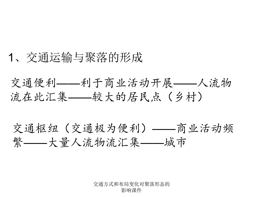 交通方式和布局变化对聚落形态的影响课件_第1页