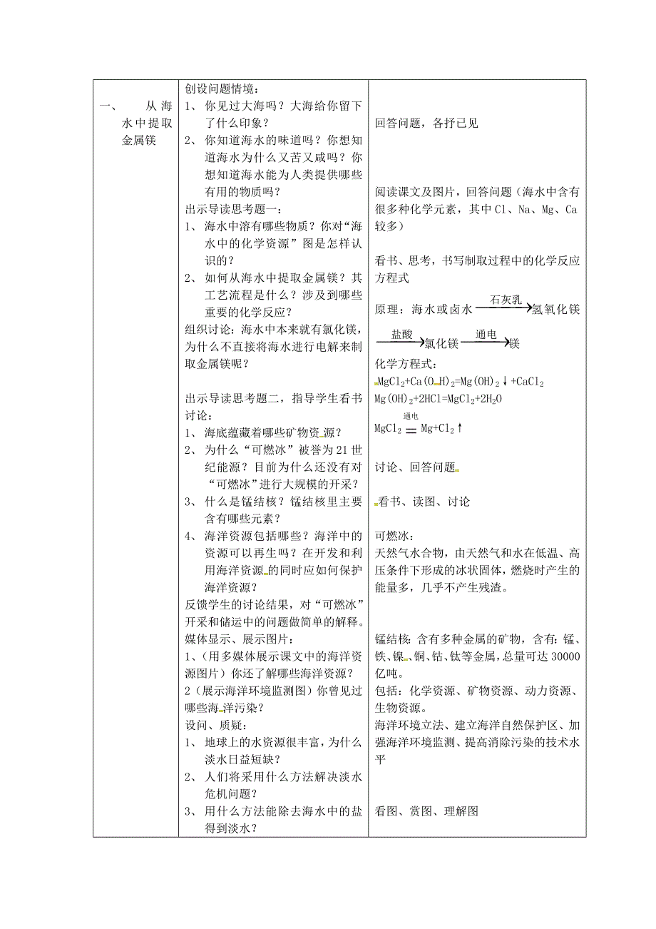 [最新]九年级化学全册第三单元海水中的化学第一节海洋化学资源教案1鲁教版五四制_第3页