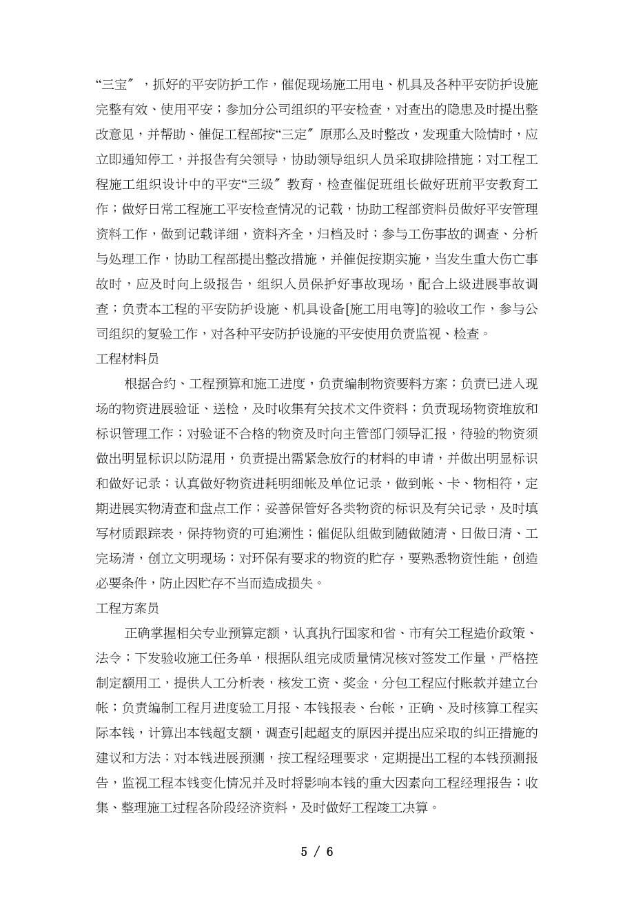 项目组织结构与人员职责分工_第5页