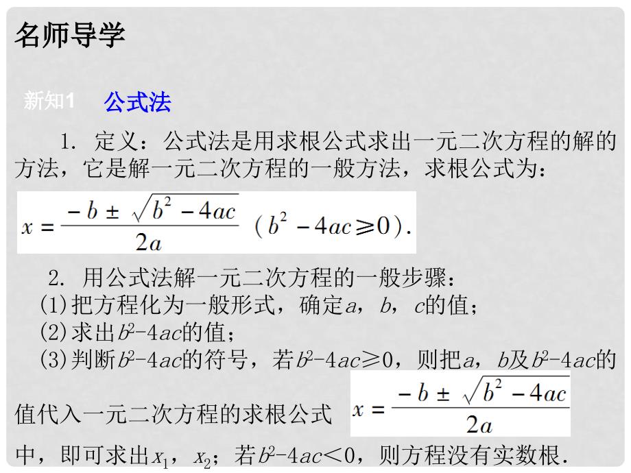 广东学导练九年级数学上册 2.3 用公式法求解一元二次方程课件 （新版）北师大版_第4页