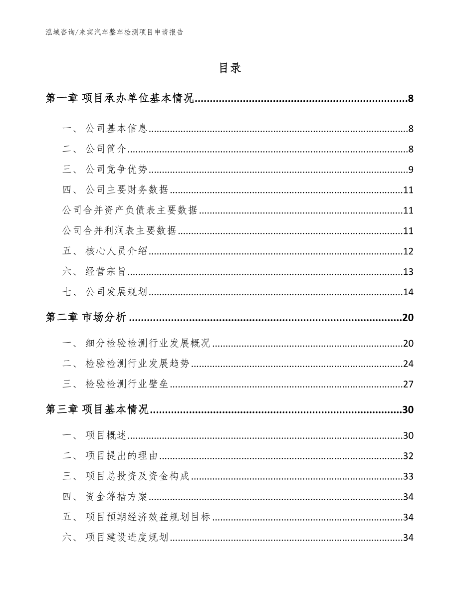 来宾汽车整车检测项目申请报告【参考模板】_第1页