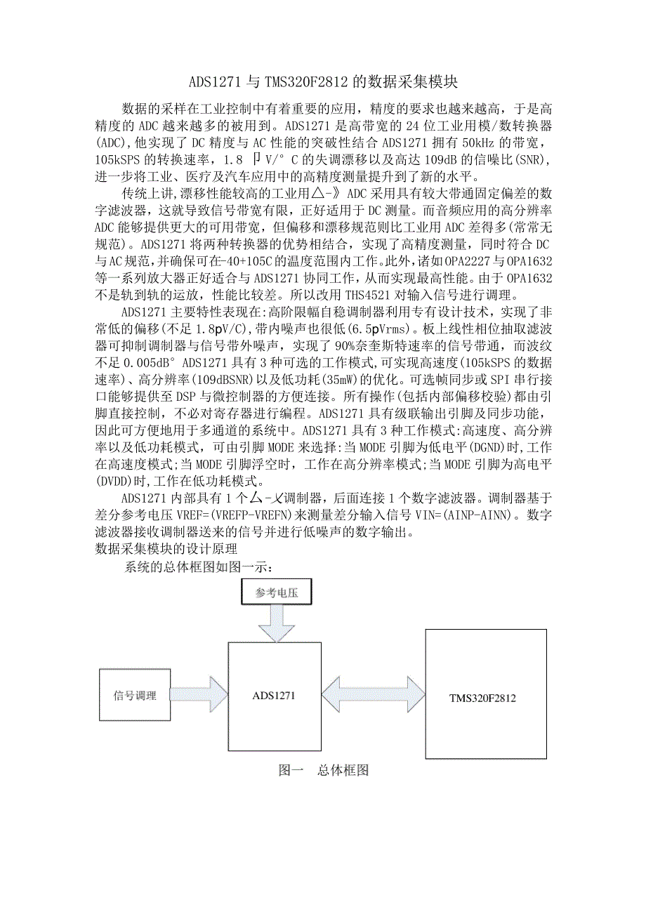 ADS1271与TMS320F2812的数据采集模块_第1页