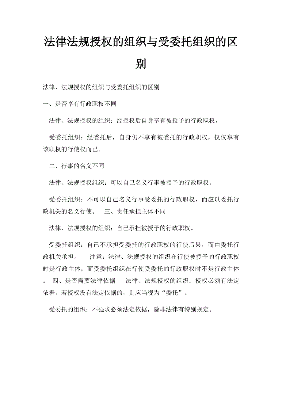 法律法规授权的组织与受委托组织的区别_第1页
