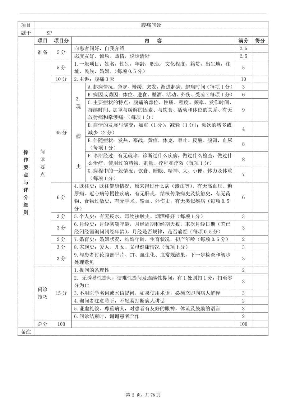 临床技能竞赛重点范围及评分_第5页