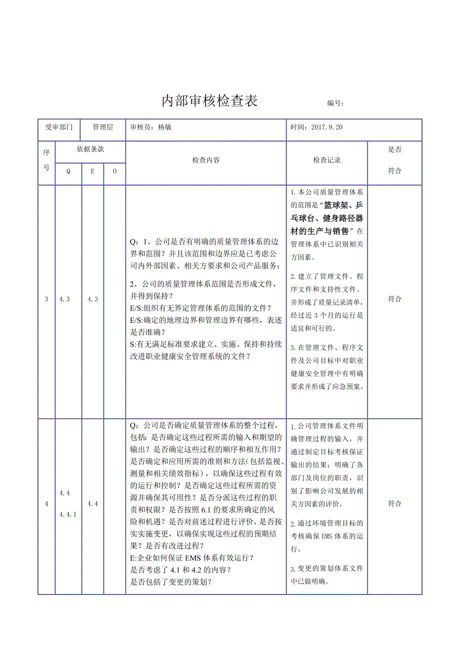 2015新版三体系内审检查表_第2页