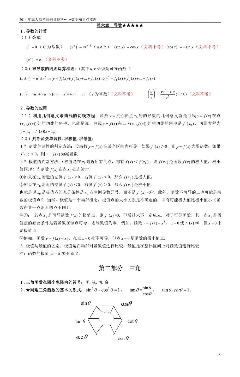 2014年成人高考数学知识点梳理---.doc_第5页