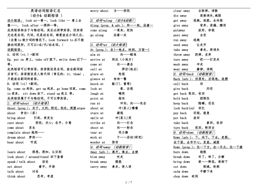 中考动词短语归纳_第1页