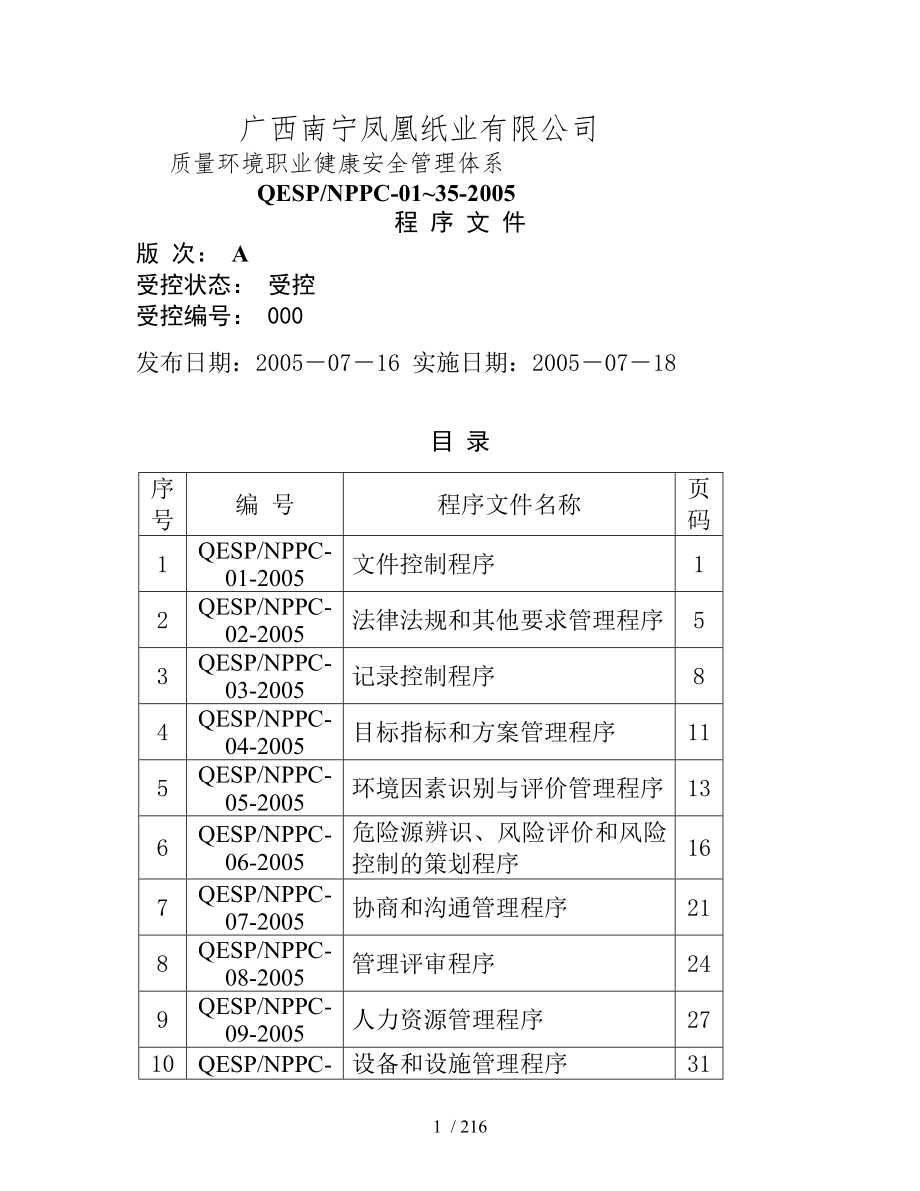 质量环境安全体系程序_第1页