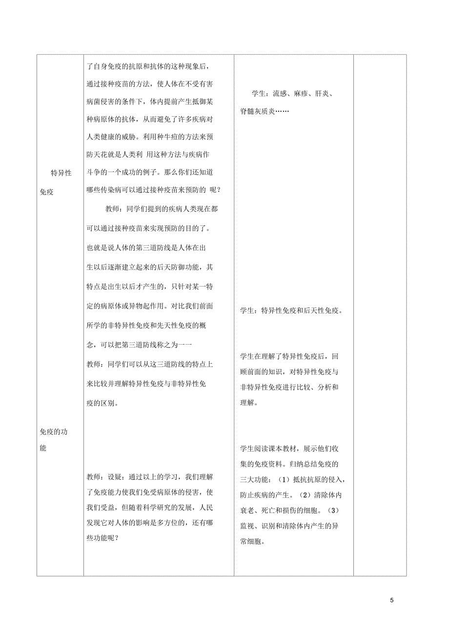 八年级生物下册8.1.2免疫与计划免疫教案3新版新人教版_第5页