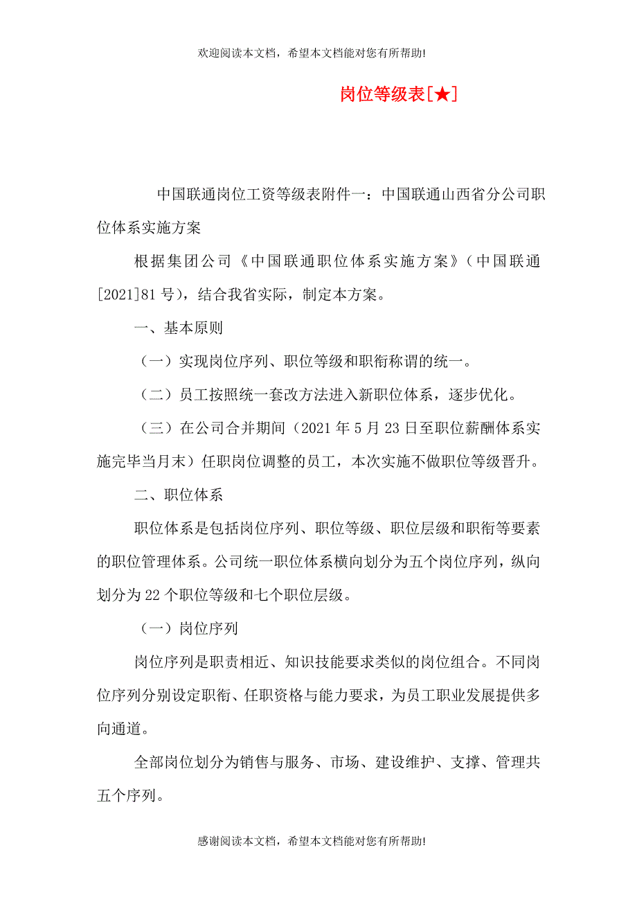 岗位等级表[★]（二）_第1页
