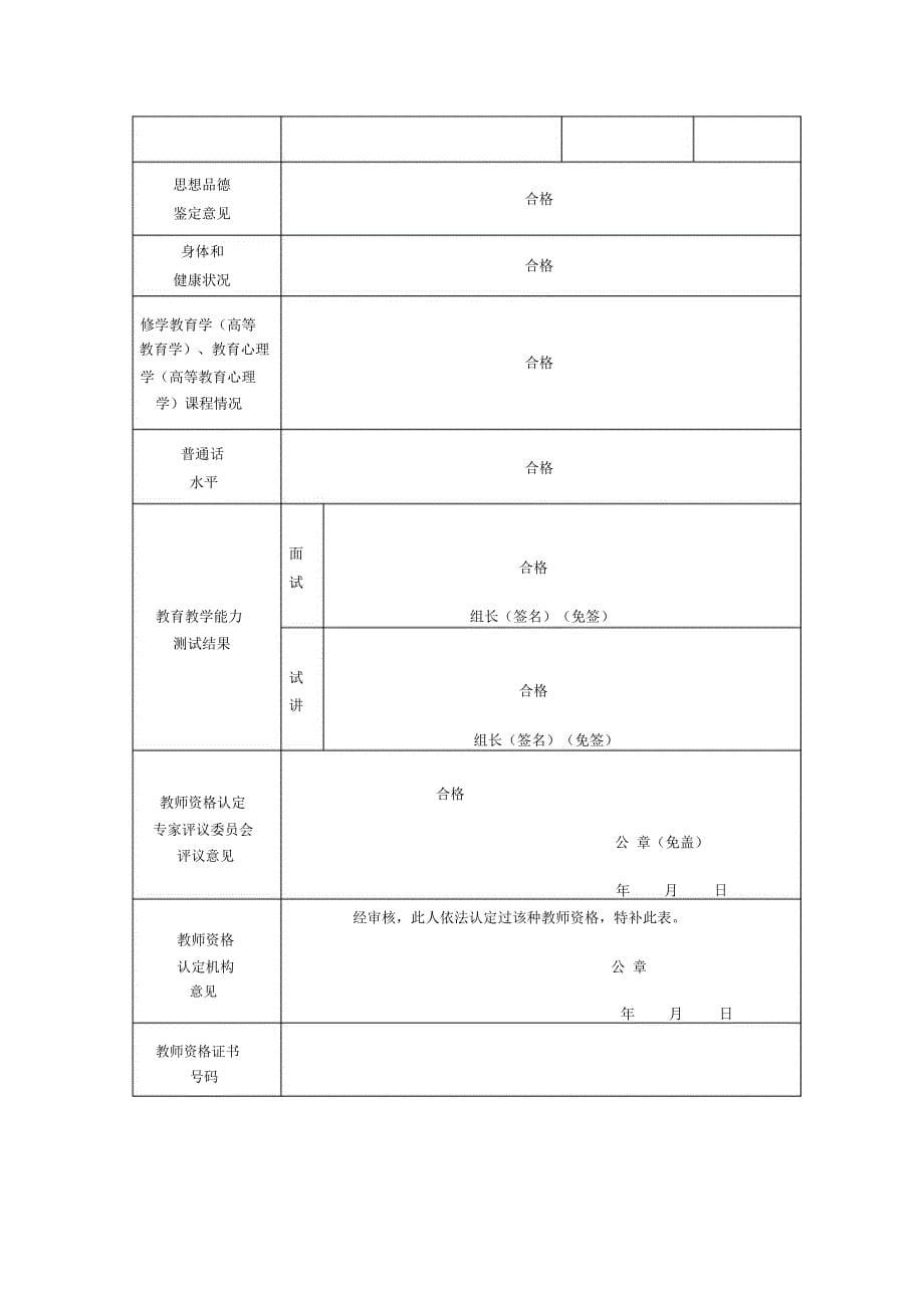 2018教师资格认定申请表_第5页