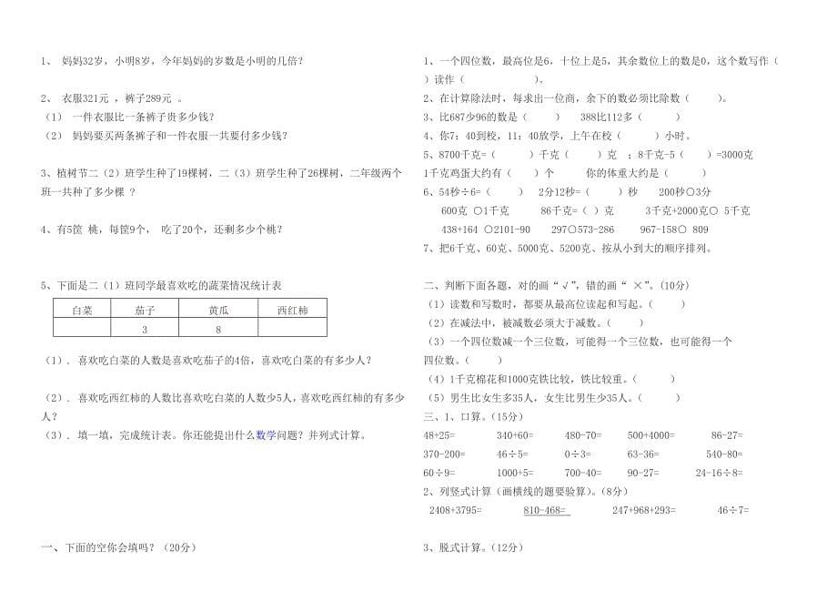 2014小学二年级下册数学期末试卷_第5页