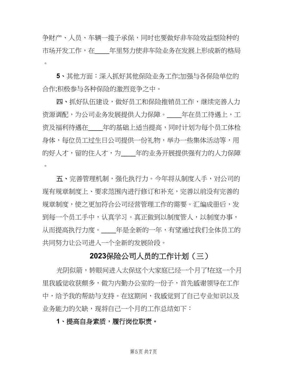 2023保险公司人员的工作计划（3篇）.doc_第5页