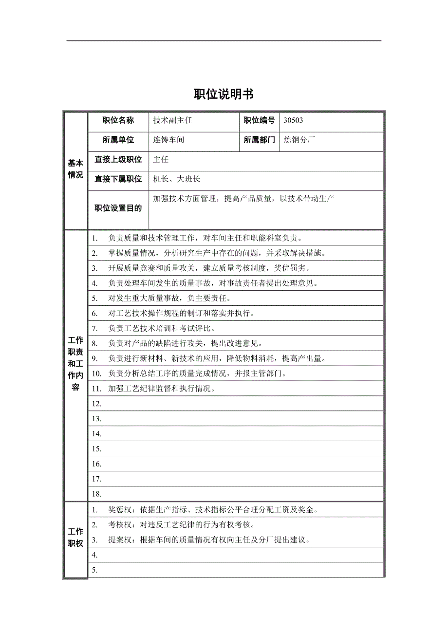 技术副主任职位说明书_第1页