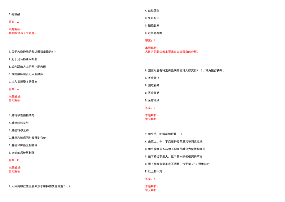 2022年01月浙江杭州萧山区卫计系统招聘医学类研究生47名（第二次）笔试参考题库（答案解析）_第2页