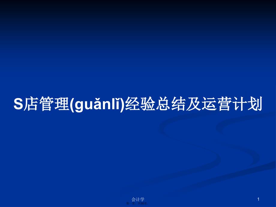 S店管理经验总结及运营计划学习教案_第1页