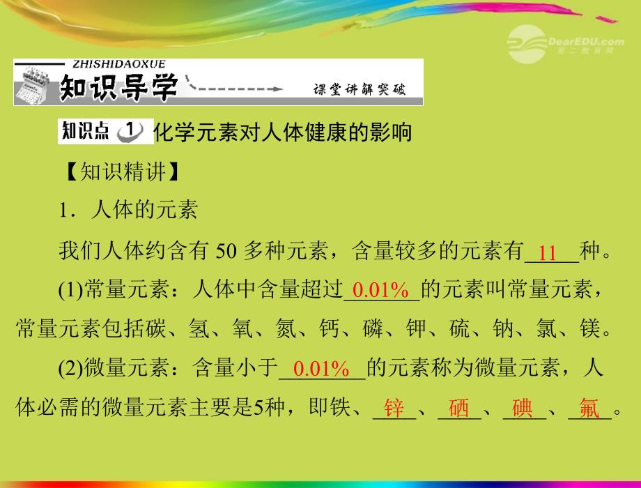 【优化课堂】九年级化学第十二单元课题2化学元素与人体健康_第3页