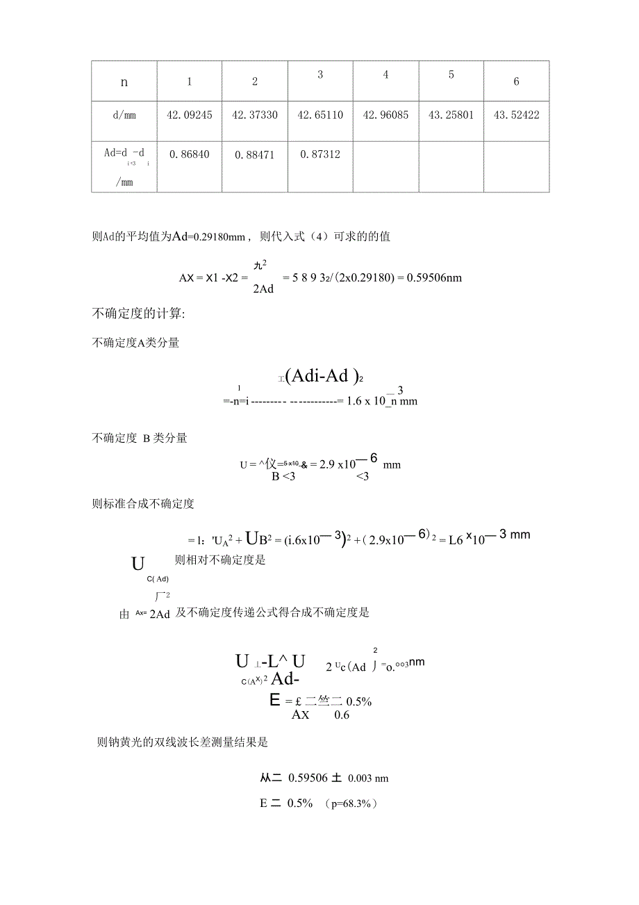 用迈克尔逊干涉仪测量钠黄光双线波长差_第3页