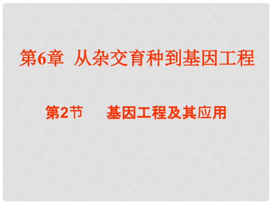 江苏省海头高级中学高中生物 6.2 基因工程及其应用课件 必修2_第1页